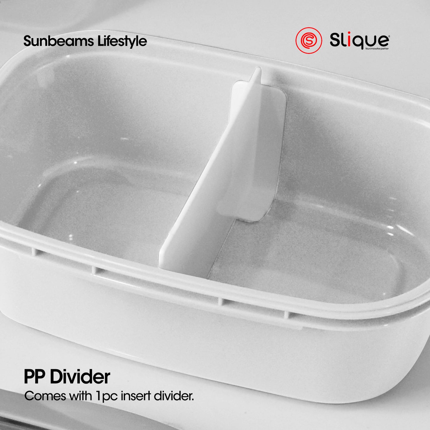 SLIQUE Premium Lunch Box Airtight Microwave Safe Set of 2 (Grey)