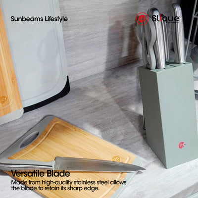 Slique Stainless Steel Kitchen Knives - Pairing | Utility | Bread | Slicer | Chef | Butcher | Santoku | Shear