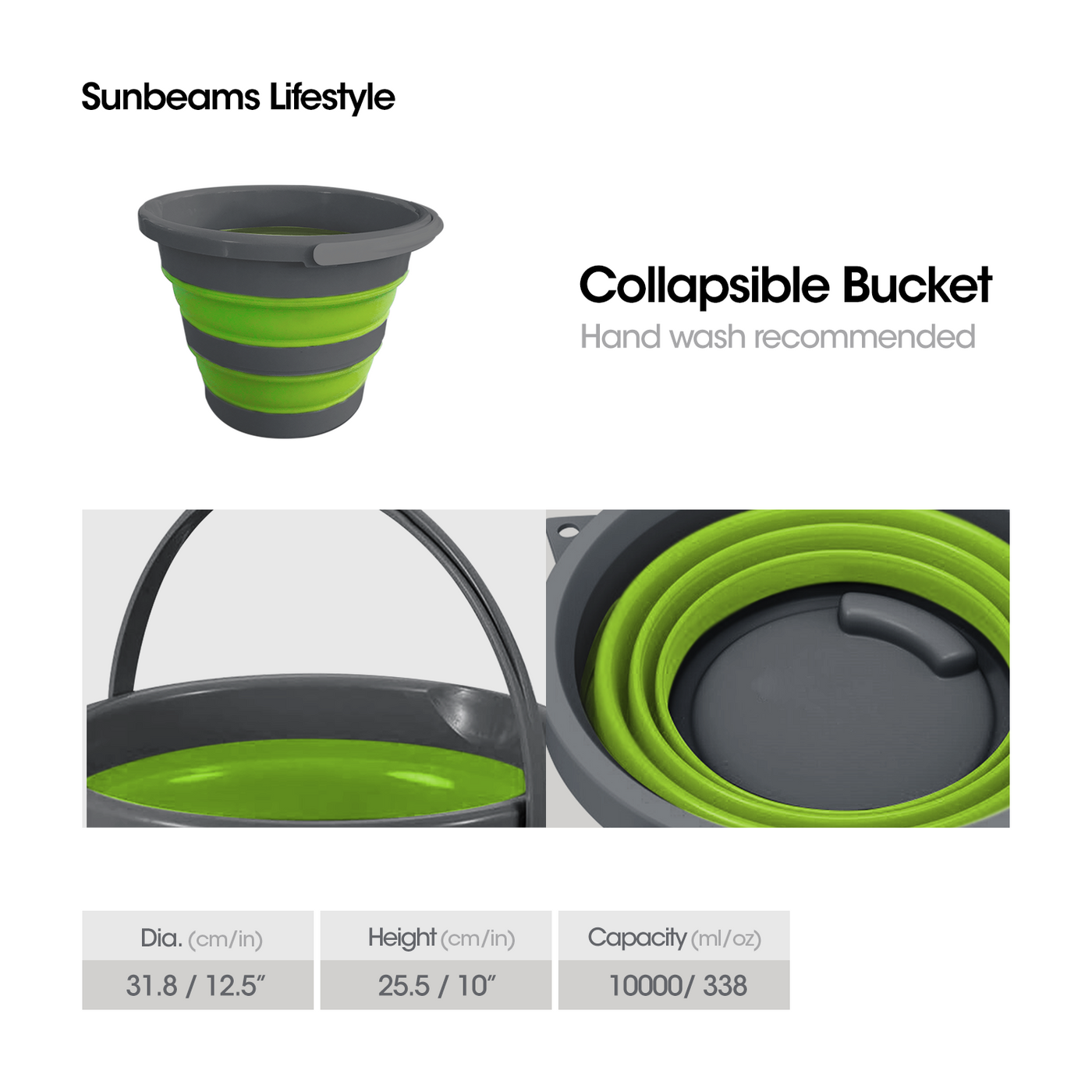 SCRUBZ Premium Collapsible Bucket Storage 32 x 25.5 x 7 cm |10L Made of PP and TPR