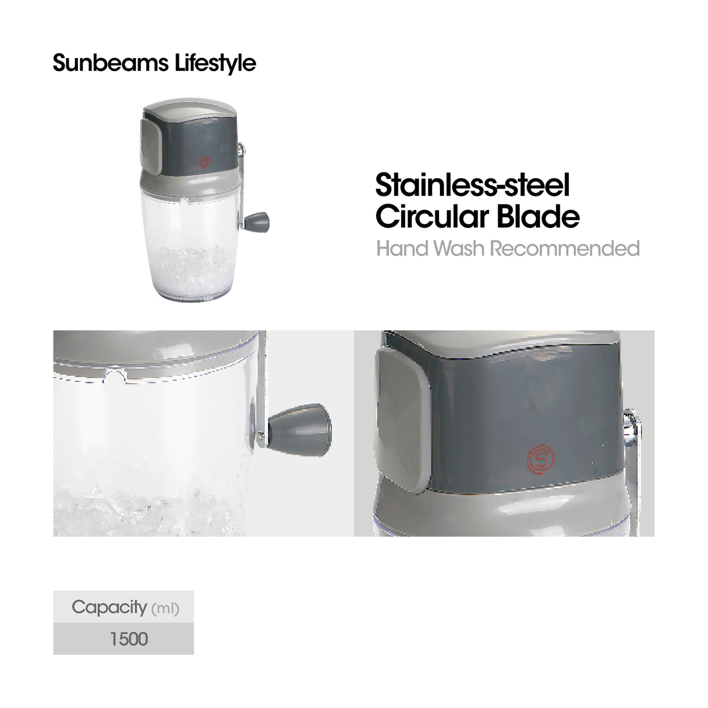 SLIQUE Premium Anti-Slip Base Ice Crusher 1500ml