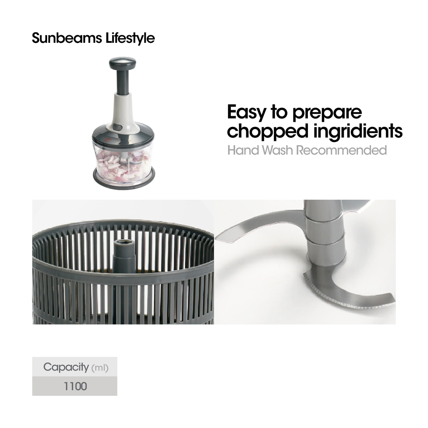 SLIQUE Premium Anti-Slip Base Ricer | Chopper 1100ml | 1.1L Kitchen Essentials Amazing Gift Idea For Any Occasion!