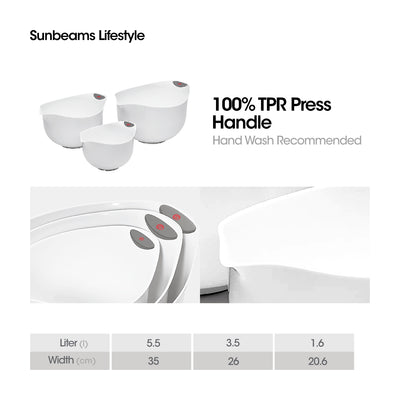 SLIQUE Premium Non-Slip Mixing Bowl w/ Silicone Handle & Spout Set of 3