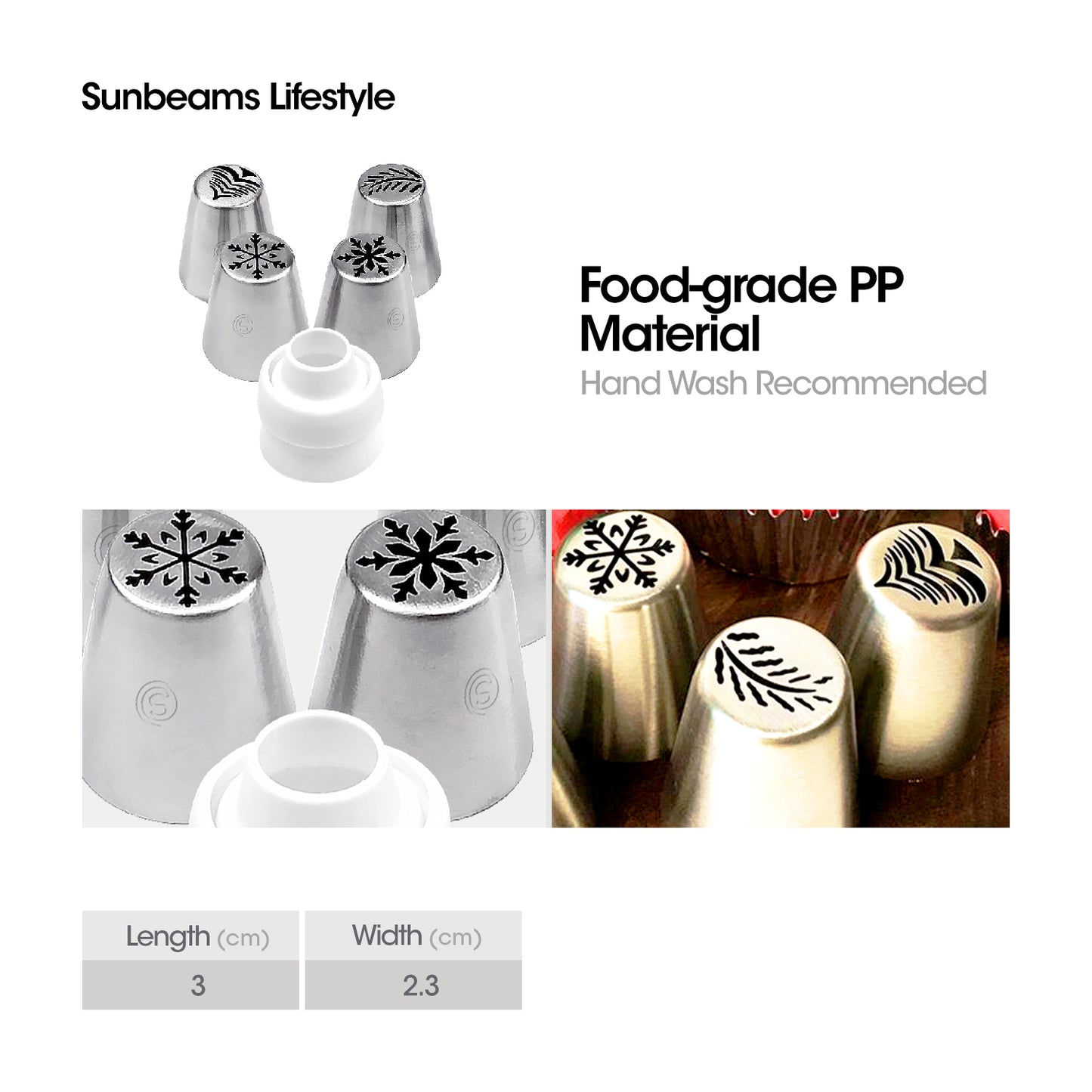SLIQUE Premium 18/0 Stainless Steel Cake, Cupcake Icing Set w/ Coupler Set of 5