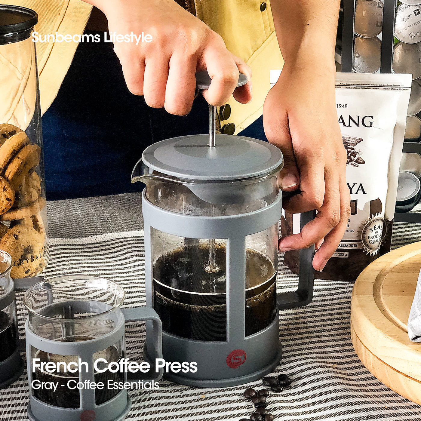 SLIQUE Coffee Press + 2pcs Mug Set