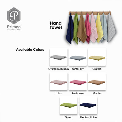 PRIMEO MY BASICS Hand Towel Premium Open End Yarn 100%Cotton 390gsm 16x26" Buy One Get One Soft High Absorbent Amazing Gift Idea For Any Occasion!