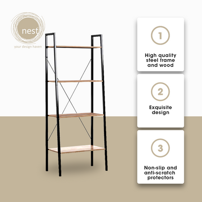 NEST DESIGN LAB 4-Tier Compact Multi-Purpose Shelf Ladder