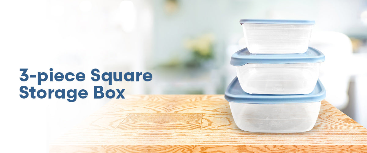 OSH Square Food Storage box 3-Piece Set 22 x 22 x 9 cm