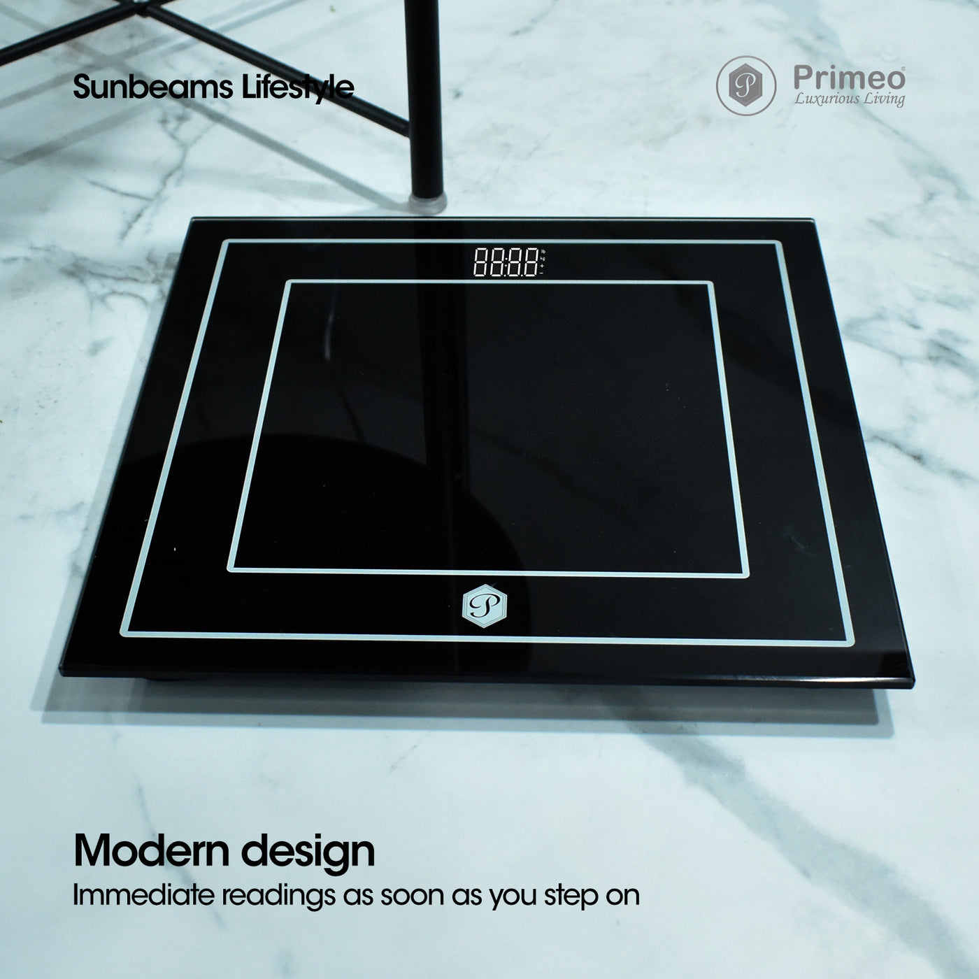 Primeo Digital Bathroom Body Weighing Scale Tempered Glass 30x30x2.2cm High Precision