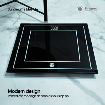 Primeo Digital Bathroom Body Weighing Scale Tempered Glass 30x30x2.2cm High Precision