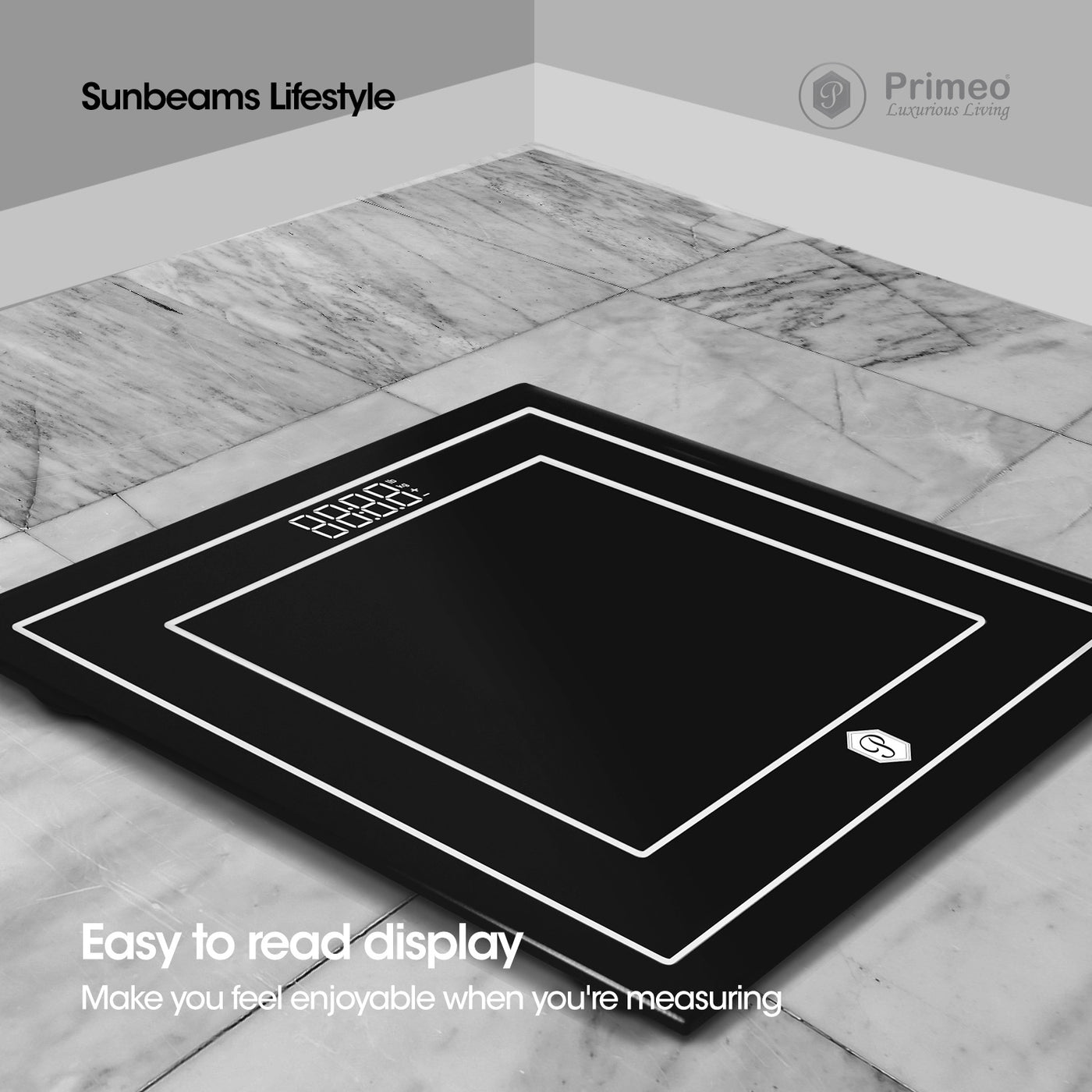 Primeo Digital Bathroom Body Weighing Scale Tempered Glass 30x30x2.2cm High Precision
