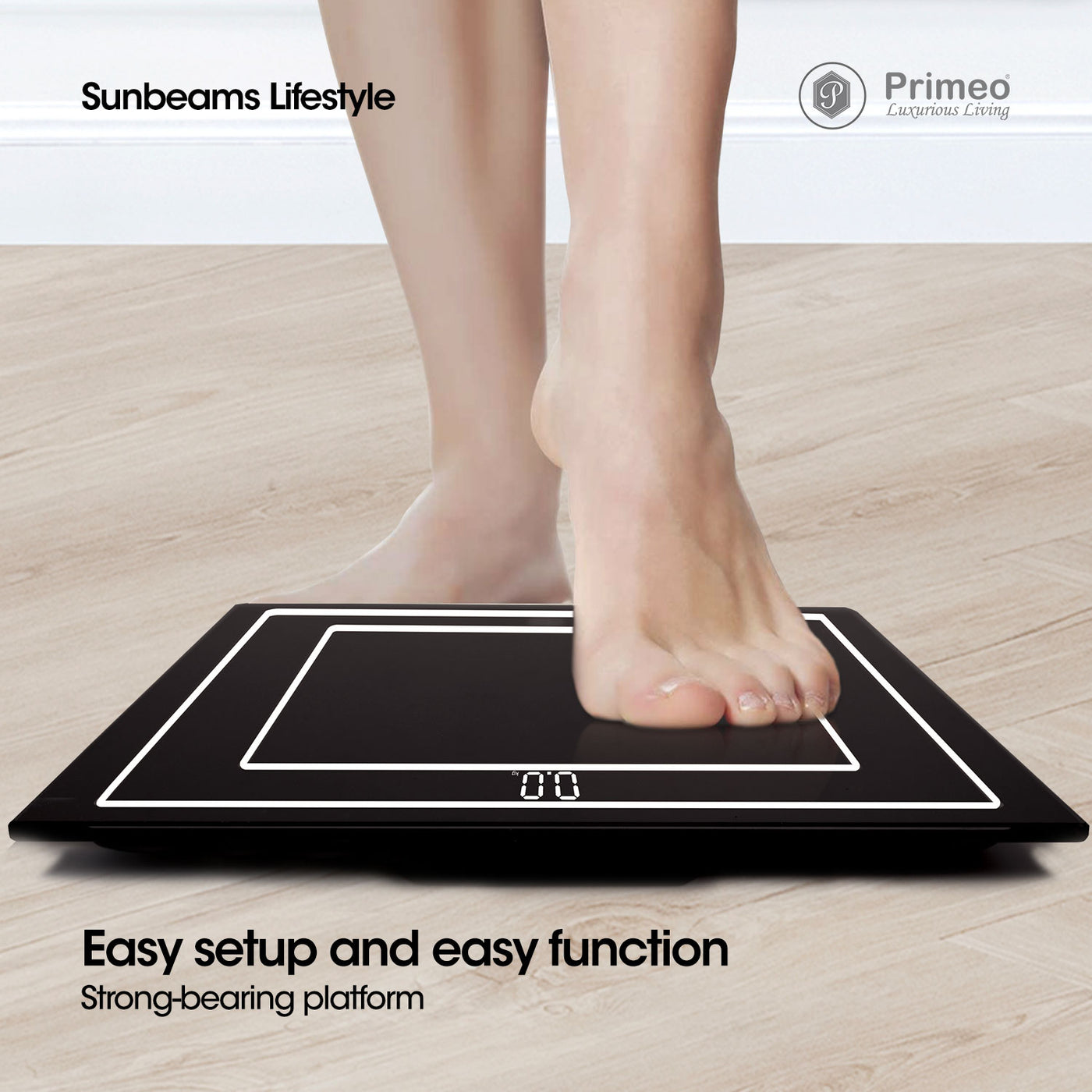 Primeo Digital Bathroom Body Weighing Scale Tempered Glass 30x30x2.2cm High Precision