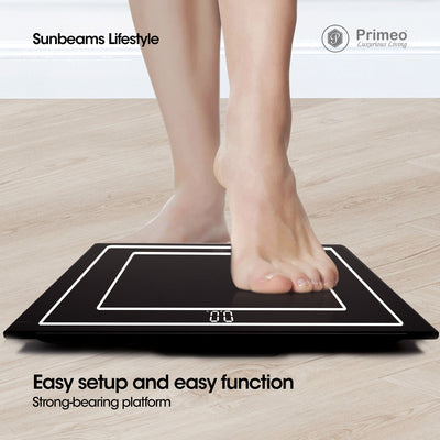 Primeo Digital Bathroom Body Weighing Scale Tempered Glass 30x30x2.2cm High Precision