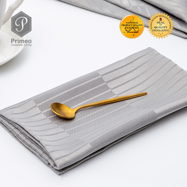 PRIMEO Premium Jacquard Table Napkin 100% Polyester 18x18" Set of 4 Heavy Duty Fabric 150gsm Amazing Gift Idea For Any Occasion!