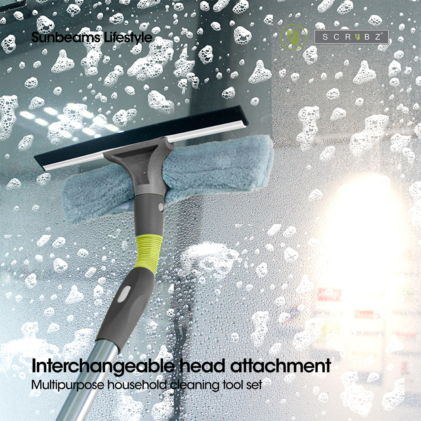 SCRUBZ Cleaning Kit 7 in 1 Set Broom | Mop | Window Wiper | Brush | Duster