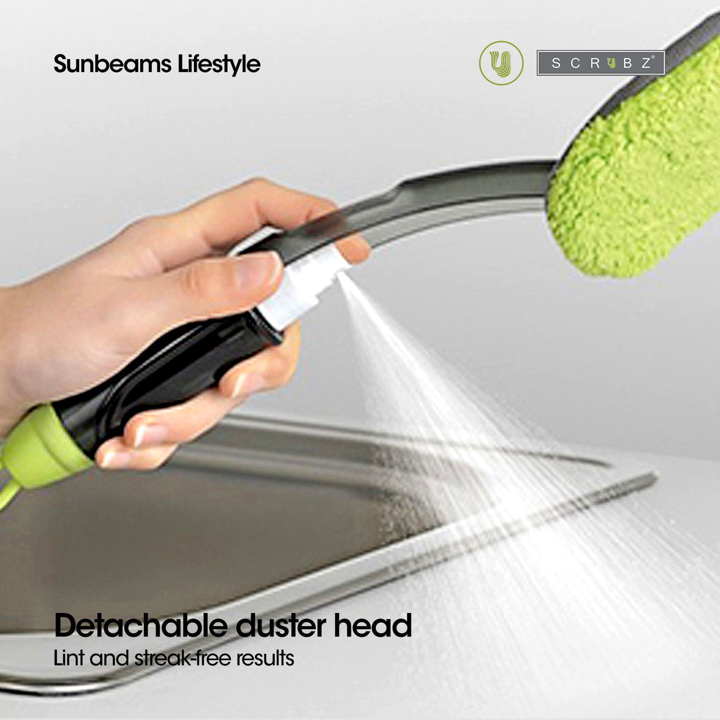 SCRUBZ Spray Duster Set Chenille Cloth Pad & Microfiber Duster