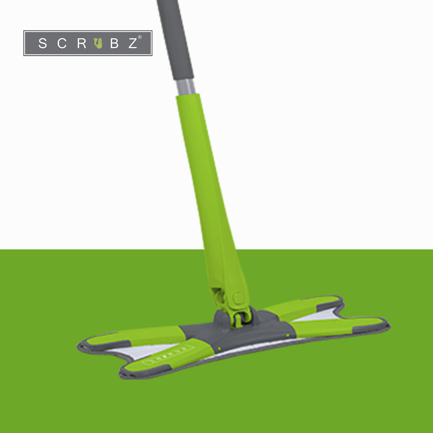 SCRUBZ Heavy Duty Cleaning Essentials Easy Grip Premium Microfiber 360ᴼ X-Type Flat Mop Self-Wringing