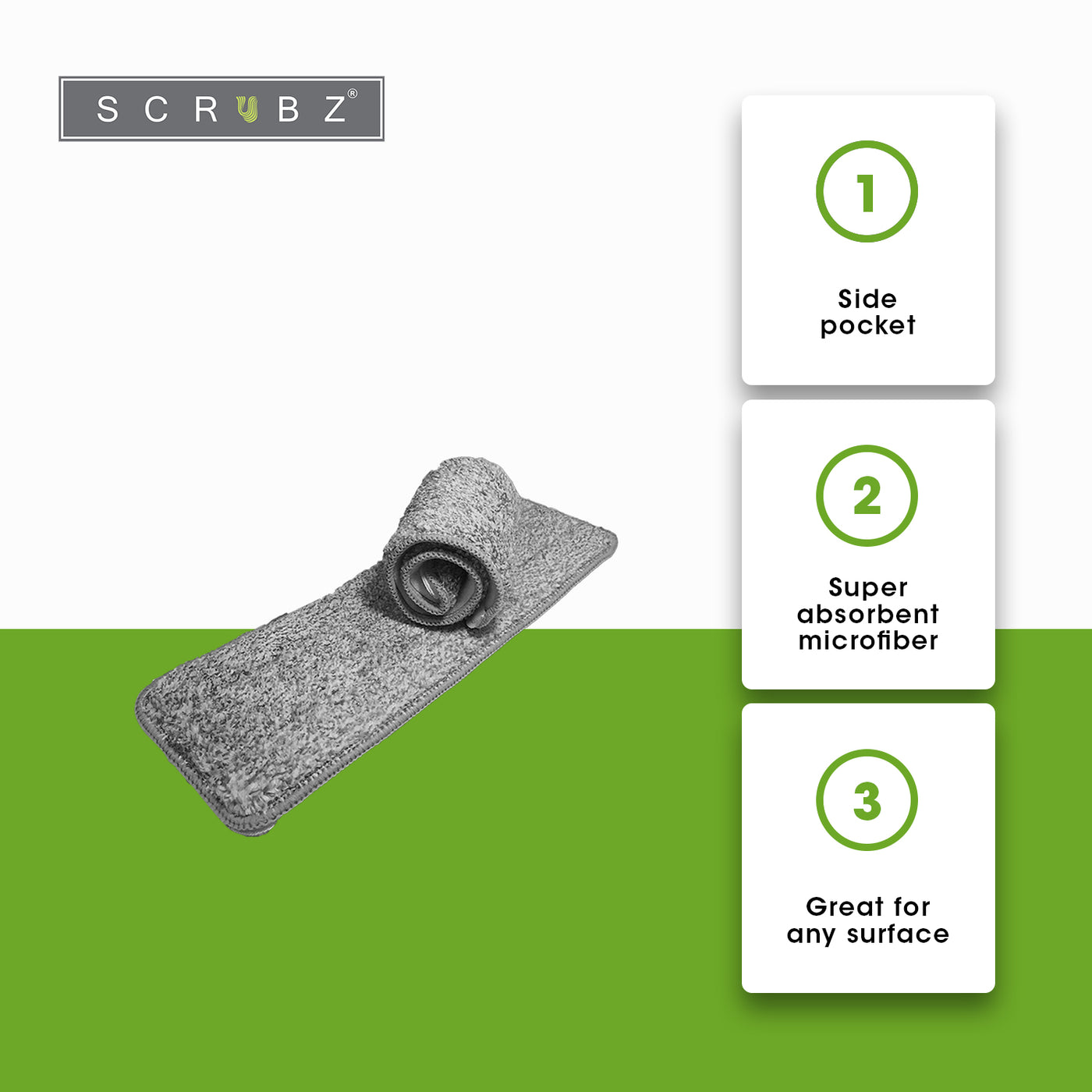 SCRUBZ Heavy Duty Cleaning Essentials Premium Microfiber Flat Mop Refill 37 cm Set of 2 Amazing Gift Idea For Any Occasion!