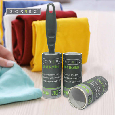 SCRUBZ Heavy Duty Cleaning Essentials Premium Lint Roller Set of 3 Amazing Gift Idea For Any Occasion!