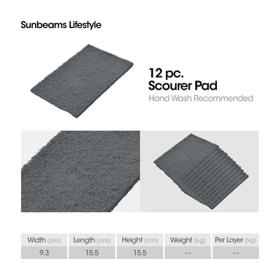 SCRUBZ Premium Scourer Pads Set of 12 Cleaning Material 14.9 x 9 x 2 cm Made of Polyester