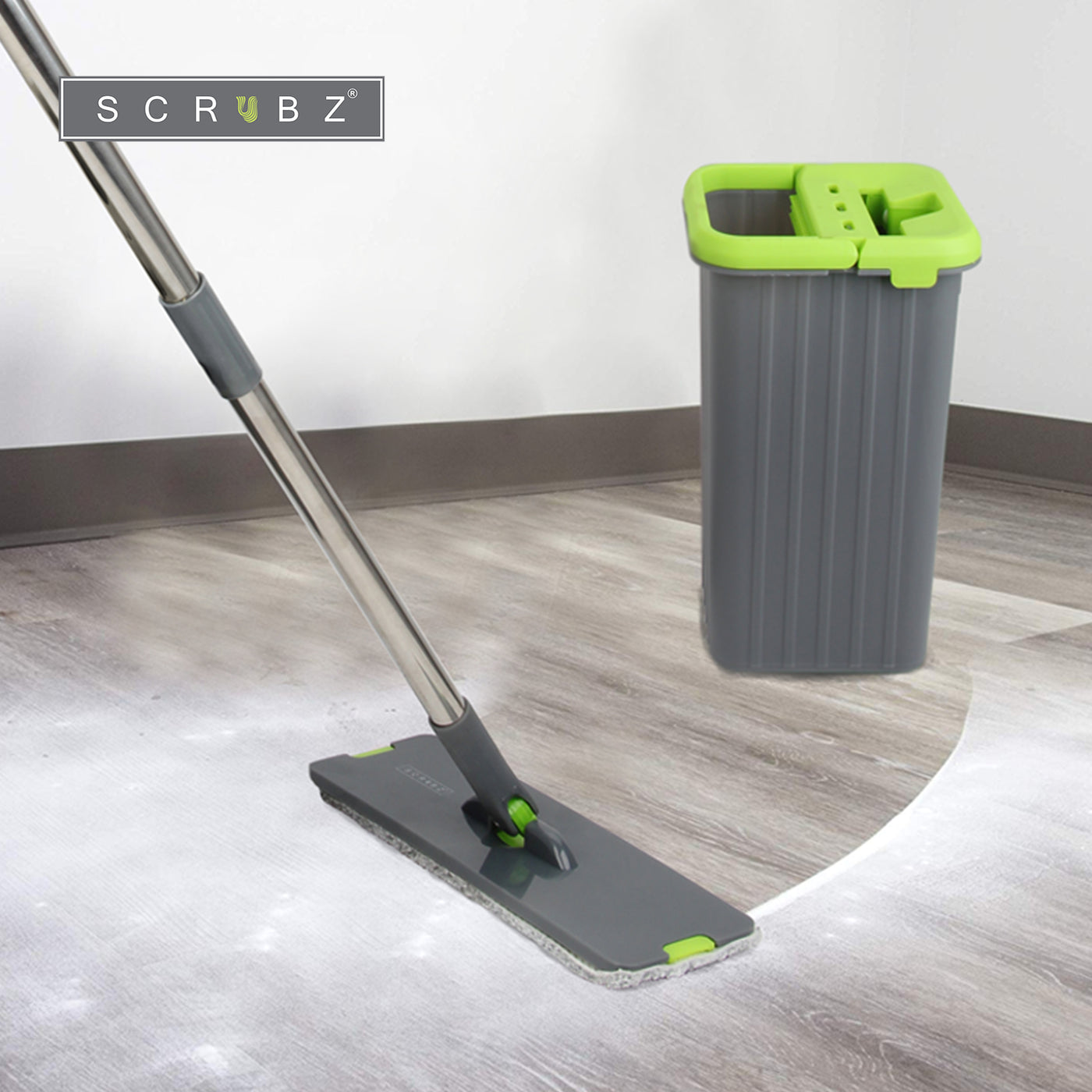 SCRUBZ Heavy Duty Cleaning Essentials Easy Grip Premium Microfiber 360ᴼ Stainless Steel Flat Mop