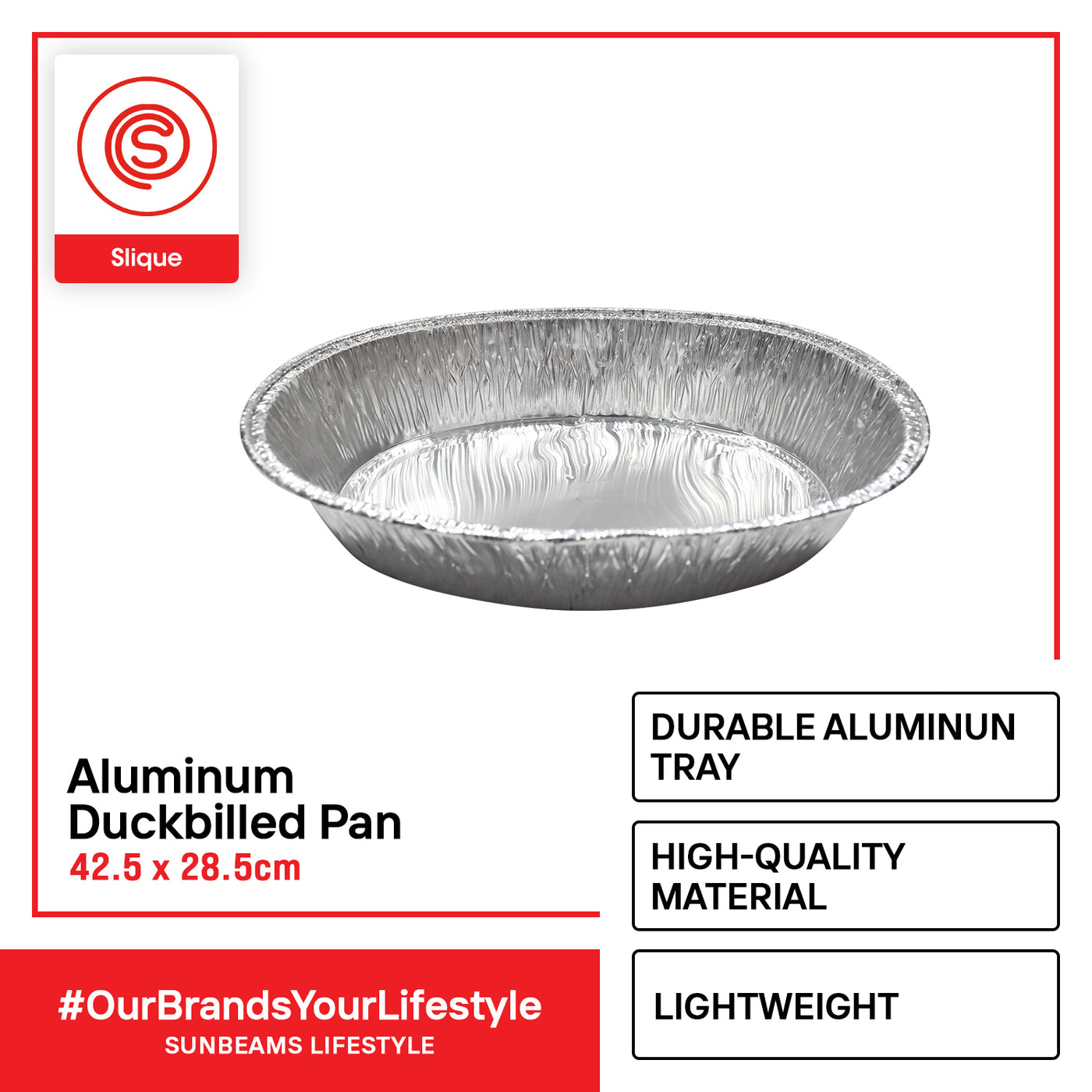 SLIQUE Premium Aluminum Foil Middle Duckbilled Pan 42.5x28.5x2.5cm Set of 10 Amazing Gift Idea For Any Occasion!
