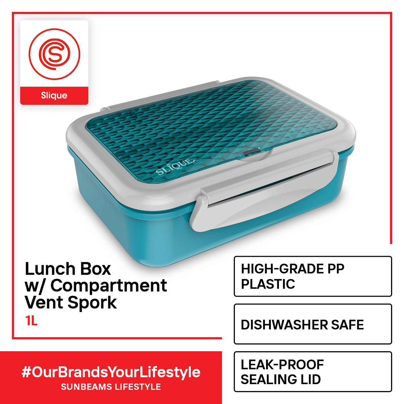 SLIQUE Premium SS Insulated Lunch Box with Compartment 1000ml Amazing Gift Idea For Any Occasion! (Aqua Green)