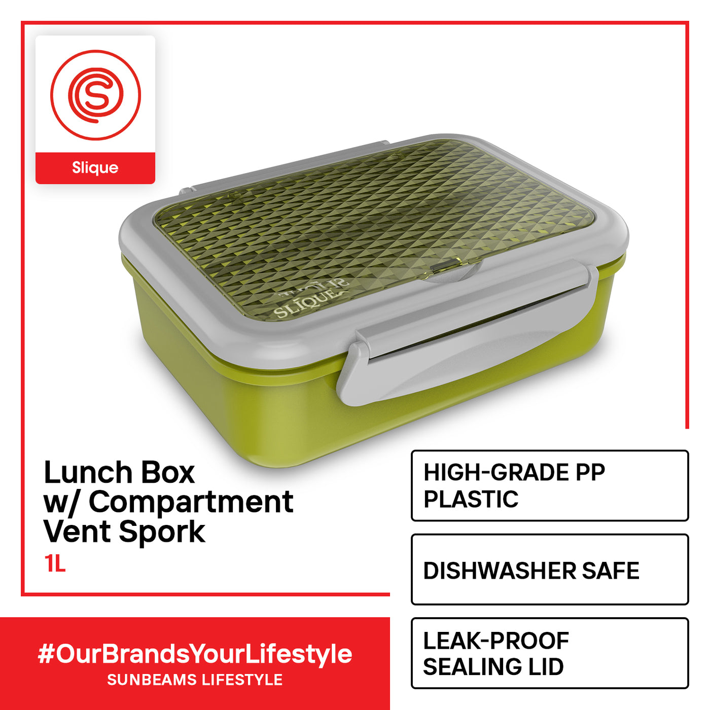 SLIQUE Premium SS Insulated Lunch Box with Compartment 1000ml Amazing Gift Idea For Any Occasion! (Green)