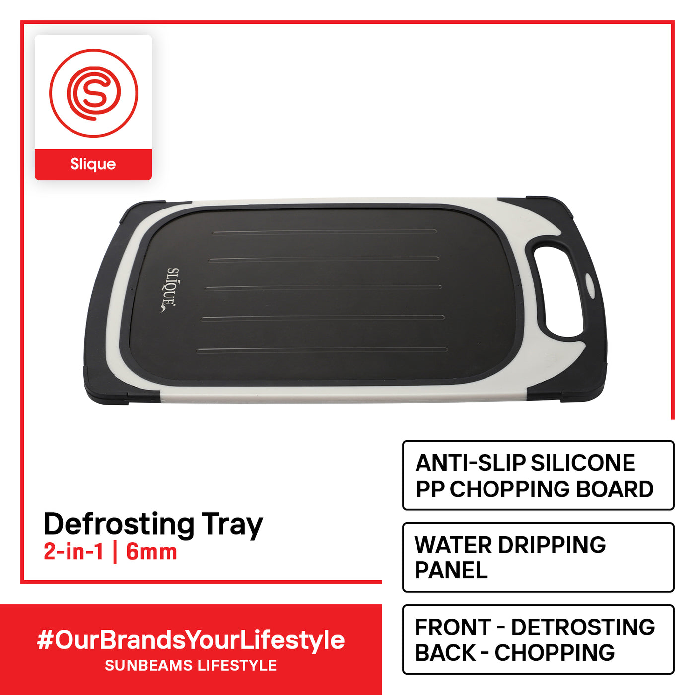 SLIQUE High Density Premium Aviation Aluminum 2 in 1 Defrosting Tray & Chopping Board Kitchen Essentials Amazing Gift Idea For Any Occasion!