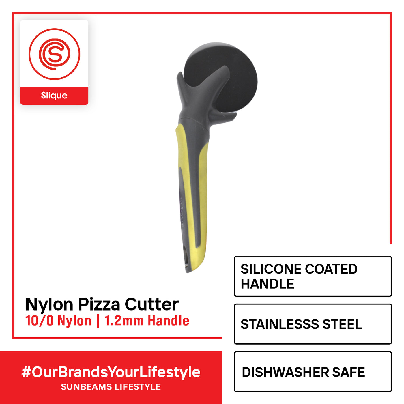 SLIQUE Premium Nylon Pizza Cutter TPR Silicone Handle Kitchen Essentials Amazing Gift Idea For Any Occasion! (Green)