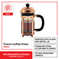 SLIQUE Premium Borosilicate Glass Copper French Coffee Press 600ml (Rosegold)