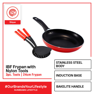 SLIQUE IBF Red Frypan with Nylon Tools 24cm Set of 3