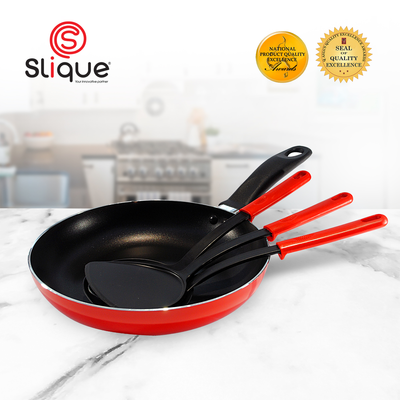 SLIQUE IBF Red Frypan with Nylon Tools 24cm Set of 3