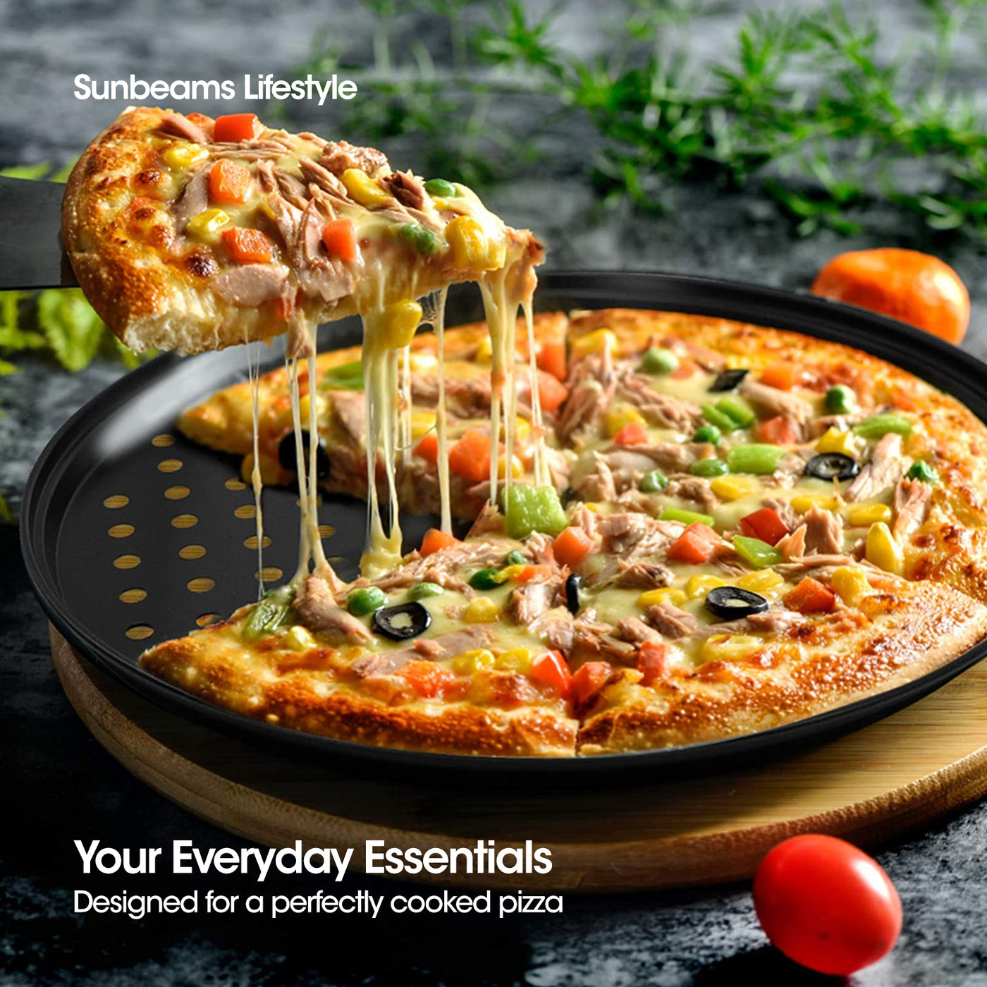 SLIQUE Pizza Pan 32.5x32.5x1cm | Oven Safe | Non-Stick | Baking Essentials