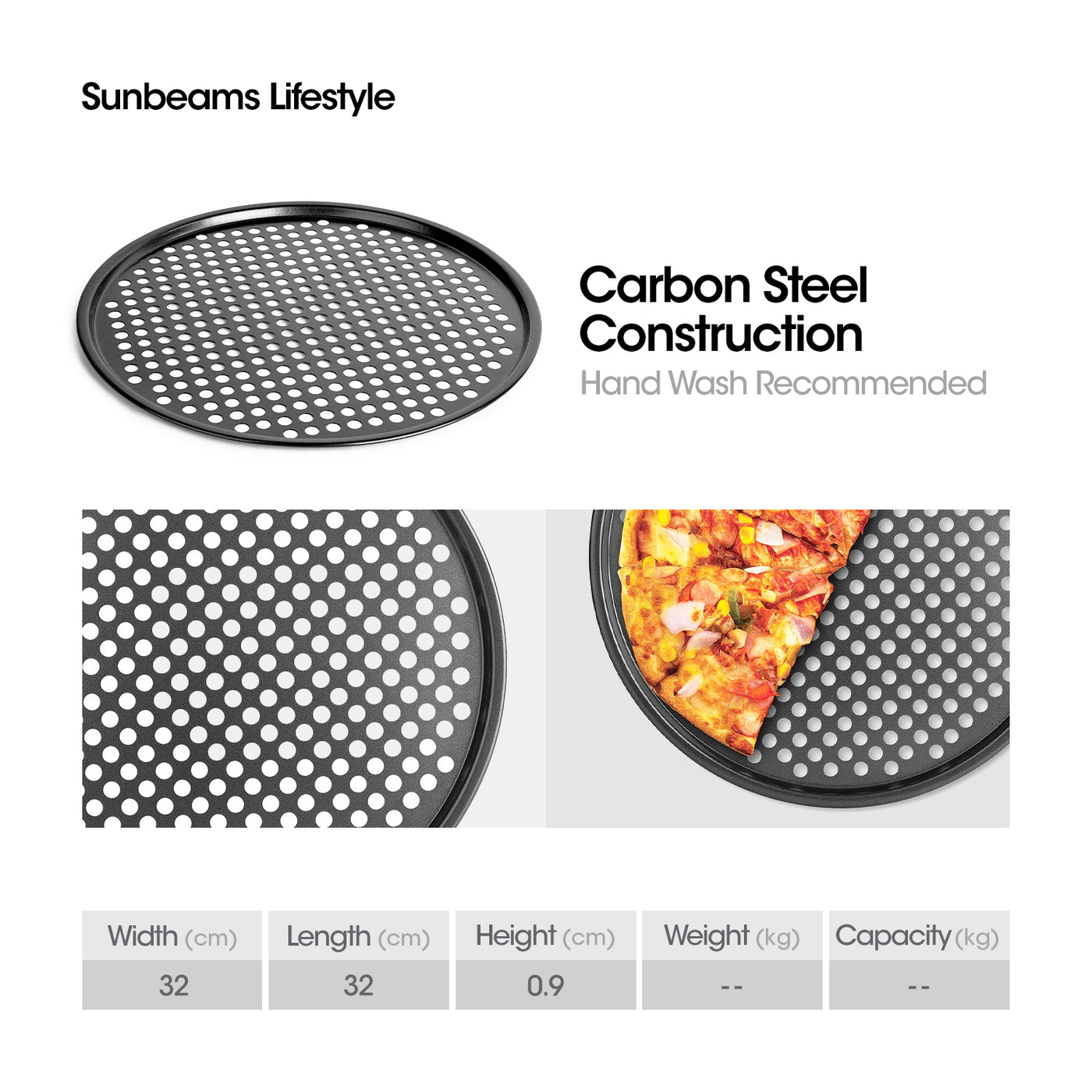 SLIQUE Pizza Pan 32.5x32.5x1cm | Oven Safe | Non-Stick | Baking Essentials
