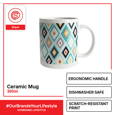 SLIQUE Premium Ceramic Mug Limited Edition Design 300ml Amazing Gift Idea For Any Occasion! (Abstract Diamond)