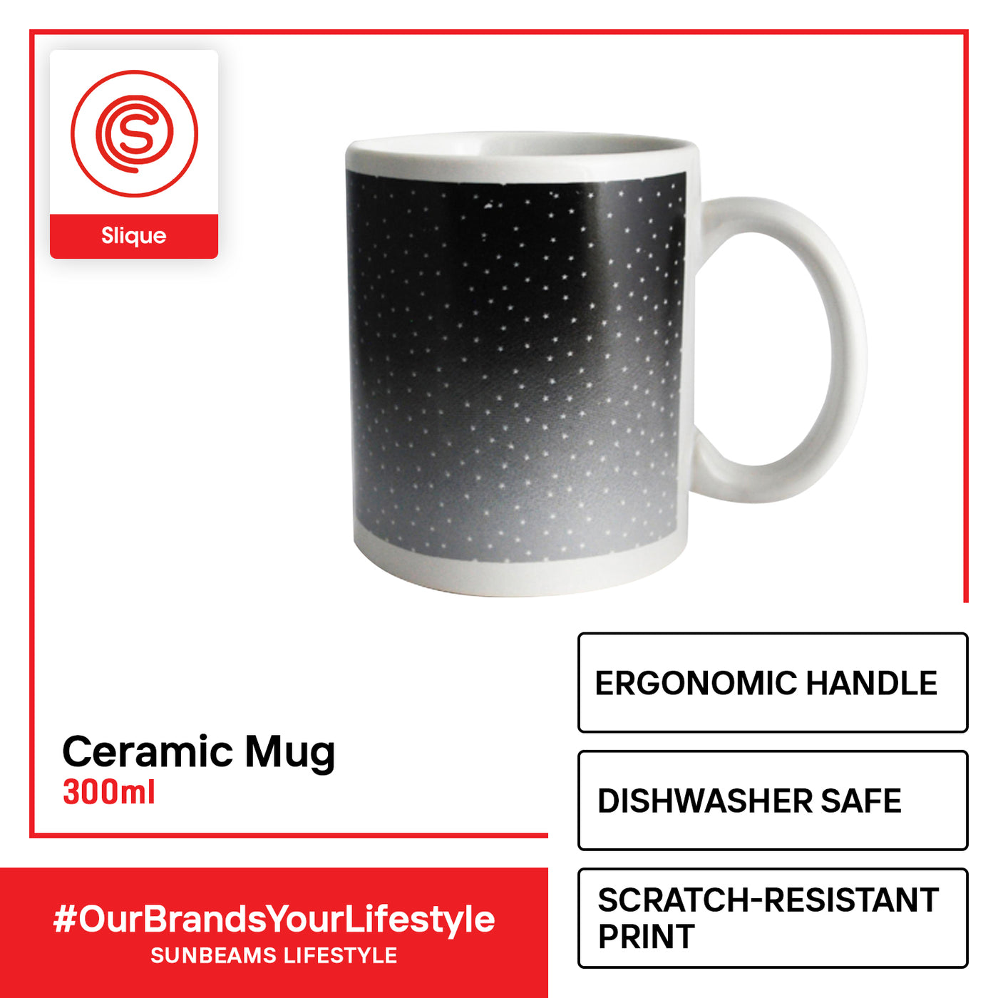 SLIQUE Premium Ceramic Mug Limited Edition Design 300ml Amazing Gift Idea For Any Occasion! (Fading Star)