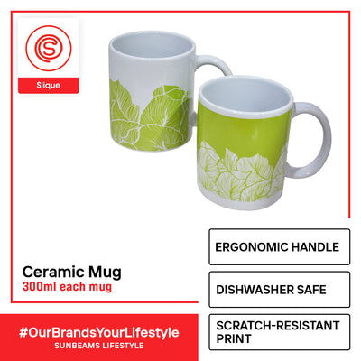 SLIQUE Premium Ceramic Mug Limited Edition Design 300ml Set of 2 Amazing Gift Idea For Any Occasion! (Forest Green)