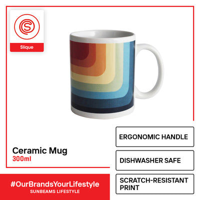 SLIQUE Premium Ceramic Mug Limited Edition Design 300ml Amazing Gift Idea For Any Occasion! (Retro Colors)