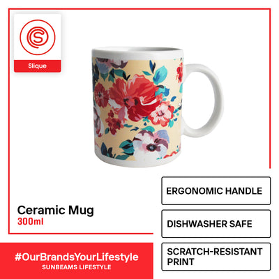 SLIQUE Premium Ceramic Mug Limited Edition Design 300ml Amazing Gift Idea For Any Occasion! (Floral Abstract)