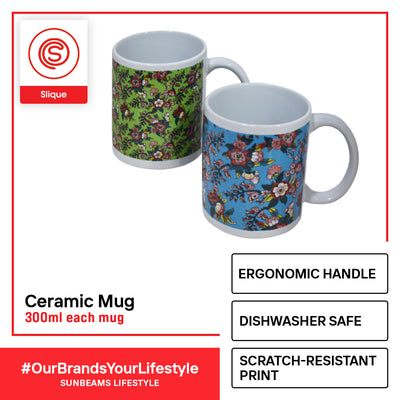 SLIQUE Premium Ceramic Mug Limited Edition Design 300ml Set of 2 Amazing Gift Idea For Any Occasion! (Floral)