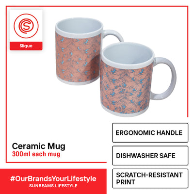 SLIQUE Premium Ceramic Mug Limited Edition Design 300ml Set of 2 Amazing Gift Idea For Any Occasion! (Tropical)