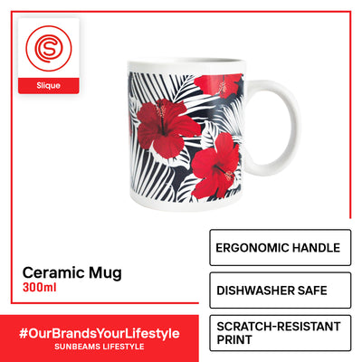 SLIQUE Premium Ceramic Mug Limited Edition Design 300ml Amazing Gift Idea For Any Occasion! (Hibiscus)