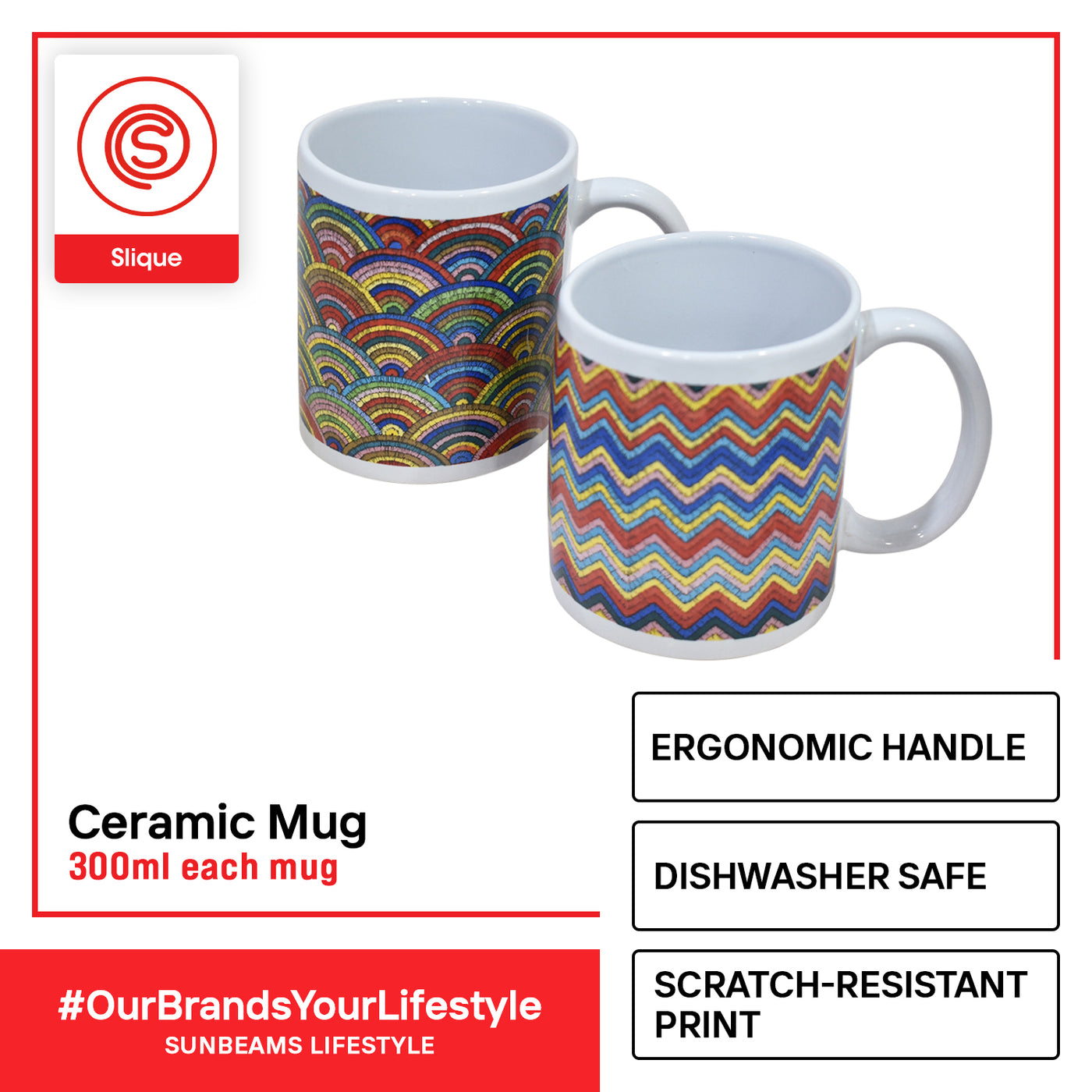 SLIQUE Premium Ceramic Mug Limited Edition Design 300ml Set of 2 Amazing Gift Idea For Any Occasion! (Artwork)