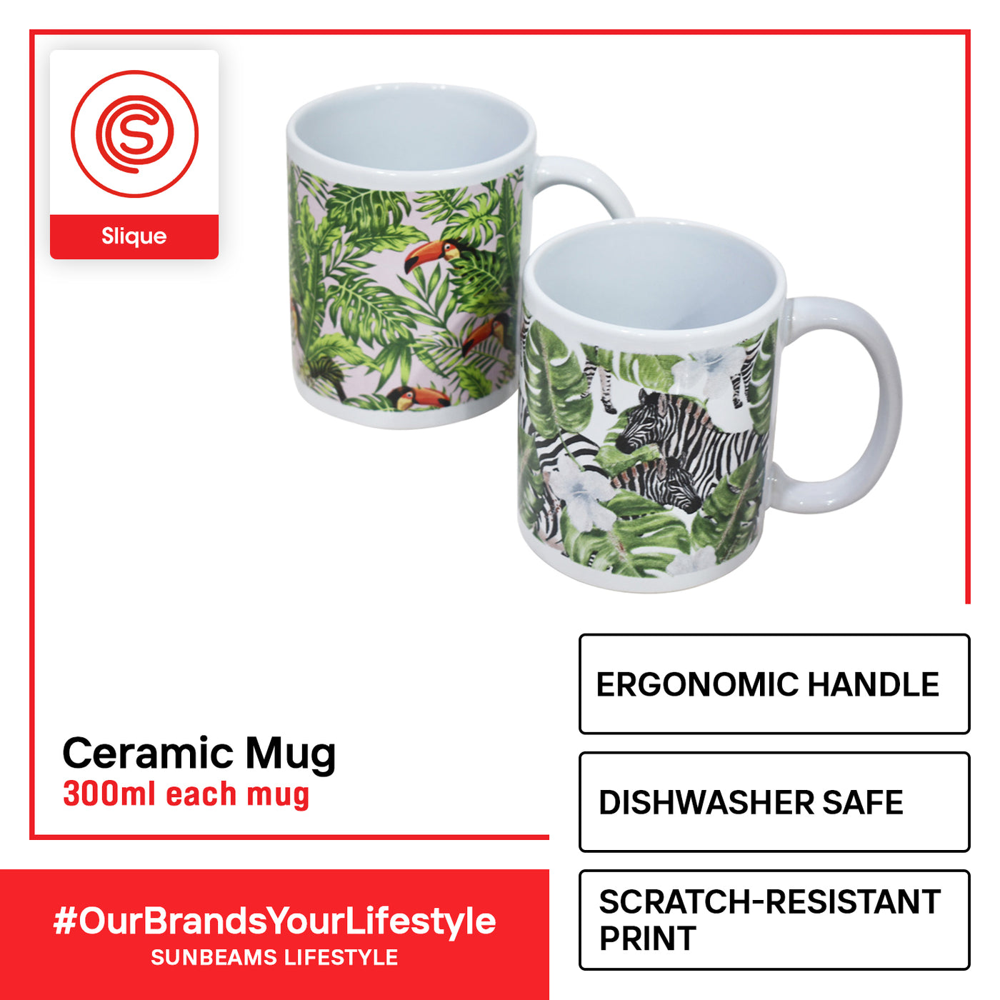 SLIQUE Premium Ceramic Mug Limited Edition Design 300ml Amazing Gift Idea For Any Occasion! (Animal)