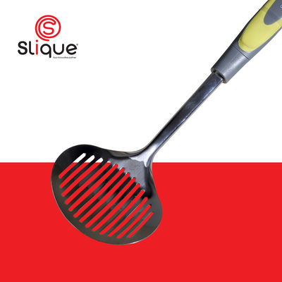 SLIQUE Premium 18/8 Stainless Steel Skimmer TPR Silicone Handle Kitchen Essentials Amazing Gift Idea For Any Occasion! (Green)