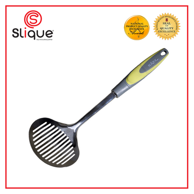 SLIQUE Premium 18/8 Stainless Steel Skimmer TPR Silicone Handle Kitchen Essentials Amazing Gift Idea For Any Occasion! (Green)