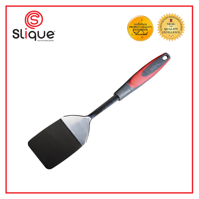 SLIQUE Premium 18/8 Stainless Steel Turner TPR Silicone Handle Kitchen Essentials Amazing Gift Idea For Any Occasion! (Red)