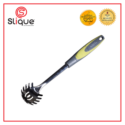 SLIQUE Premium 18/8 Stainless Steel Spaghetti Spoon TPR Silicone Handle Kitchen Essentials Amazing Gift Idea For Any Occasion! (Green)