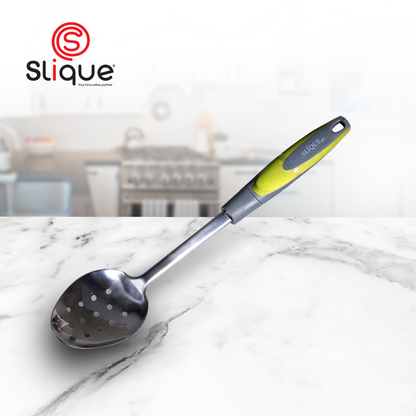 SLIQUE Premium 18/8 Stainless Steel Slotted Spoon (Green)