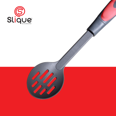 SLIQUE Premium Nylon Slotted Spoon (Red)
